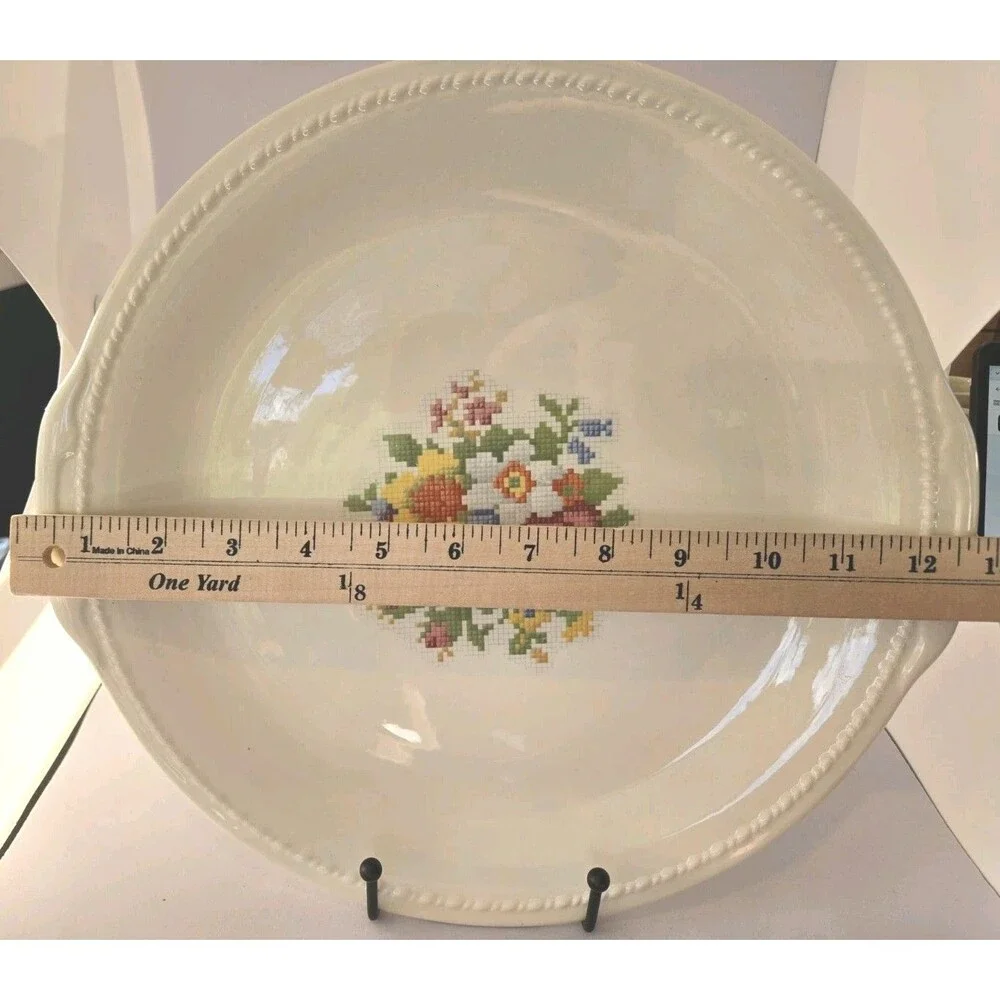 Vintage 1937 Taylor Smith & Taylor Petit Point Platter/Plate 13